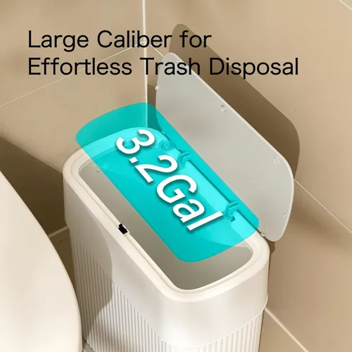 Miniatura 4 de Basurero de baño con tapa superior a presión, bote de basura delgado de 3.2 galones para armario de cocina, papelera a prueba de perros de 12 litros