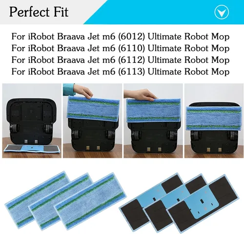 Miniatura 4 de Juego de 8 almohadillas húmedas M6 para iRobot Braava Jet m6 (6110) (6012) (6112) (6113) Robot Mop Ultimate, almohadillas húmedas de limpieza Azul-8