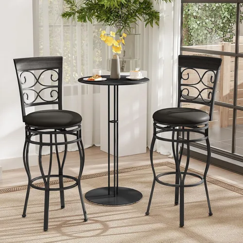 Miniatura 2 de Giantex - Juego de 2 taburetes de bar giratorios de 30 pulgadas, taburetes de bar de altura de barra con respaldo, asiento tapizado de cuero PU