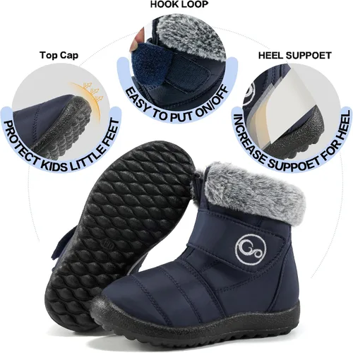 Miniatura 4 de FUDYNMALC Girls Boys Winter Snow Boots - Comfortable Warm Toddler Winter Shoes Waterproof Lightweight Kids Ankle Booties Outdoor Walking