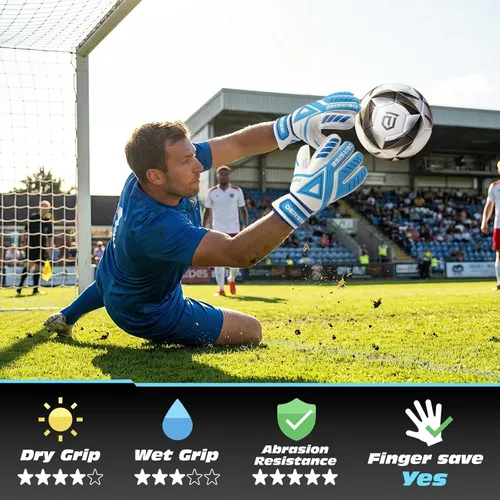 Miniatura 5 de Guantes de portero para niños y adultos, guantes de portero con agarre antideslizante de látex de 0.157 in, protección para los dedos para todo tipo