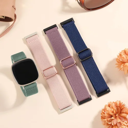 Miniatura 9 de Maledan Banda de Repuesto para Correas Fitbit Sense Hombres Mujeres, Correa de Reloj Elástica de Nylon Transpirable Suave para Versa 3/Versa 4