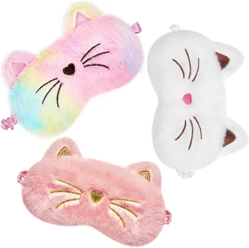 Miniatura 14 de Geyoga 3 piezas de antifaz de sueño para niños, niñas, cubierta suave para los ojos para dormir, cubierta de ojos para los ojos para niños Colorido