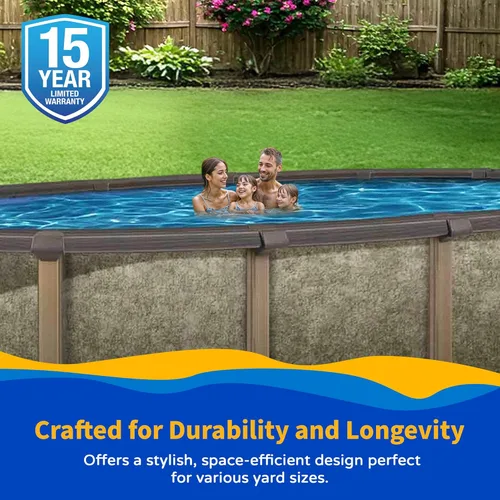 Miniatura 4 de Blue Wave Riviera - Paquete de piscina de pared metálica ovalada de 15 pies x 30 pies, 54 pulgadas de profundidad, 8 pulgadas de profundidad, riel