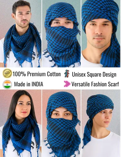 Miniatura 34 de LOVARZI Shemagh Cottons Arab Keffiyeh - Bufanda militar táctica para cabeza y cuello