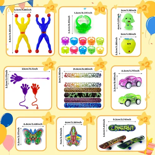 Miniatura 2 de XIPEGPA Surtido de 62 piezas de juguetes de fiesta para recompensas de aula, juguetes a granel, juguetes de fiesta de cumpleaños, bolsas de regalo