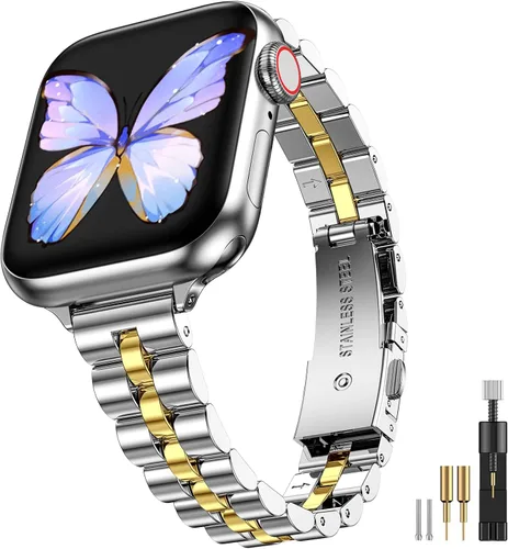 Miniatura 18 de MioHHR - Correas delgadas de metal compatibles con Apple Watch Band Ultra3/2/1 Series 11 10 9 8 7 6 5 4 3 2 1 SE3/2/1, correa delgada y estrecha