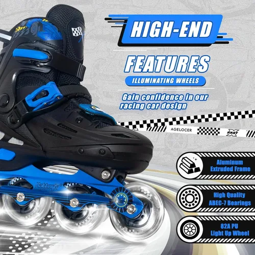 Miniatura 3 de Nattork Patines en línea ajustables para niños con ruedas iluminadas para niños y niñas - Decoraciones de autos de carreras geniales para interiores