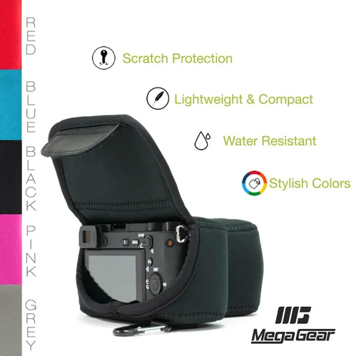 Miniatura 5 de MegaGear MG1499 Sony Alpha A6400, A6500 (0.709-5.315 in) Funda de neopreno ultra ligera para cámara - Negro, piel sintética