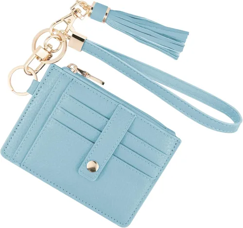 Miniatura 31 de KNGITRYI Billeteras pequeñas de pulsera para mujer RFID para tarjetas de crédito, cartera con llavero, cartera para tarjetas de crédito