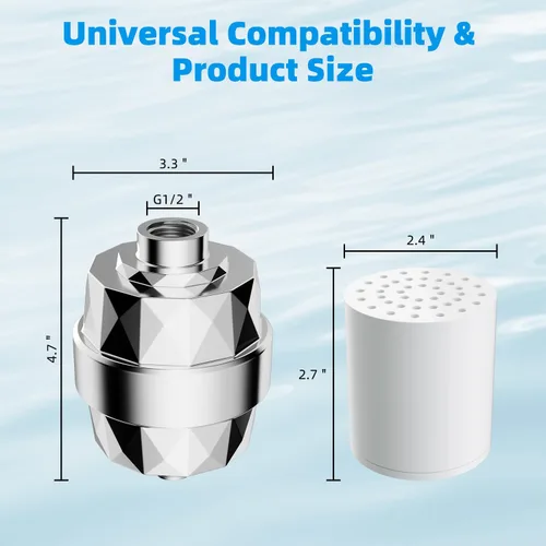 Miniatura 9 de Hibbent Filtro de ducha para agua dura, filtro de cabezal de ducha de alto rendimiento para eliminar el cloro y el fluoruro, filtro de regadera