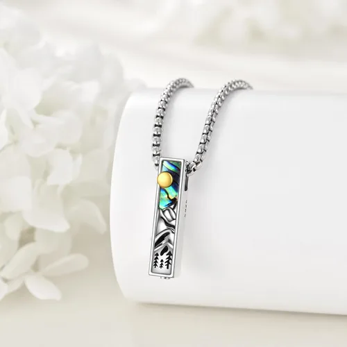 Miniatura 6 de HKPATOP Collares de urna para cenizas, plata de ley, concha de abulón, barra 3D, joyería de cremación para cenizas, joyería de memoria para mujeres