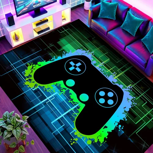 Miniatura 35 de BATATADOCE Alfombras de videojuegos para dormitorio de niños, alfombras para sala de juegos, decoración de juegos para niños, alfombra de área