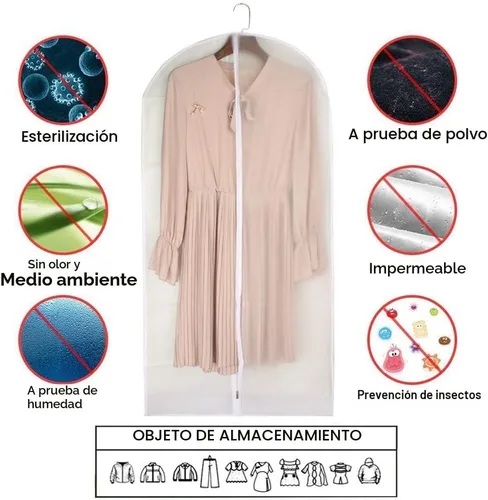 Miniatura 4 de Bolsas de ropa para colgar ropa de 24 x 40 pulgadas, bolsas de ropa colgantes blancas, fundas de traje transpirables para armario, cubierta