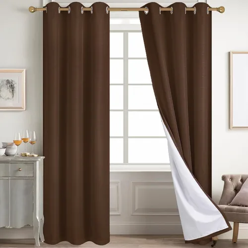 Miniatura 25 de Diraysid Cortinas 100% opacas de lino beige para dormitorio, con ojales, aislamiento térmico, cortinas de oscurecimiento de habitación