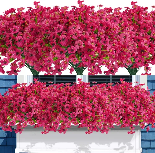 Miniatura 16 de Uieke 24 flores artificiales de otoño para exteriores, resistentes a los rayos UV, plantas de otoño sintéticas, arbustos que no se decoloran, Naranja