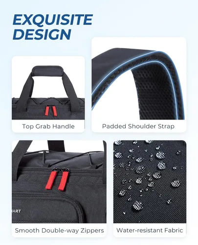 Miniatura 7 de BAGSMART Sports - Bolsa de viaje para gimnasio, bolsa de lona impermeable para hombres y mujeres, bolsa de entrenamiento de fin de semana, Negro