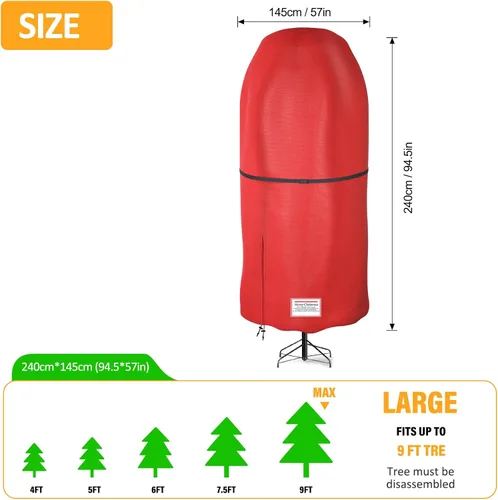 Miniatura 2 de Bolsa de almacenamiento vertical para árbol de Navidad de Riuog, bolsa de almacenamiento para árbol de Navidad de tela Oxford resistente a roturas