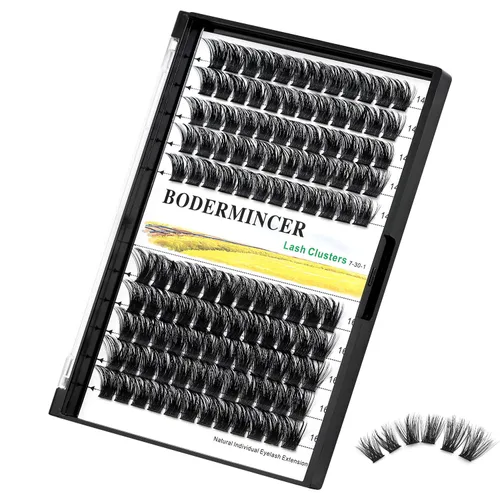 Miniatura 11 de Bodermincer 120 racimos de pestañas postizas de 0.394 in+0.472 in/0.472 in+0.551 in/0.551 in+0.630 in mixtas de racimo ancho, pestañas postizas