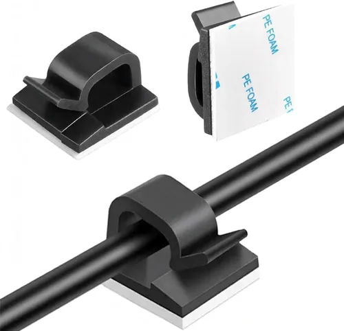 150 clips adhesivos para cables negros, organizador de cables para exteriores, organizador de cables para debajo del escritorio, automóvil, pared,