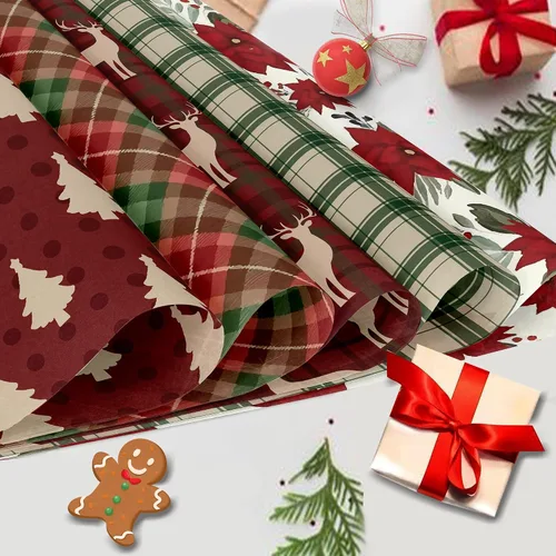 Miniatura 5 de 24 hojas de papel de álbum de recortes con patrón navideño, 12 x 12 pulgadas, doble cara, rojo y verde, texturizado, floral, papel plegable