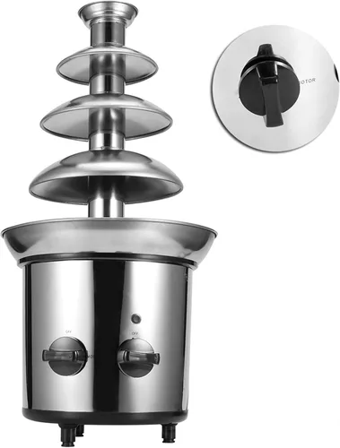 Fuente de chocolate de 4 capas, duradera y giratoria de 4 capas, máquina de fuente de chocolate eléctrica de acero inoxidable, elegante para fiestas