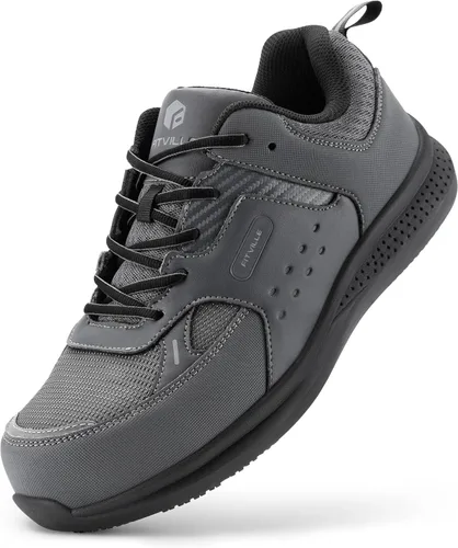 Miniatura 7 de FitVille Zapatos de punta de acero extra anchos para hombres, zapatos de trabajo con punta compuesta para hombres, resistentes al agua