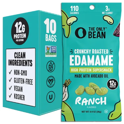Miniatura 8 de The Only Bean Bocadillos crujientes de Edamame tostado en seco con sal marina, comida Keto alta en proteínas (11g) y baja en carbohidratos, libre