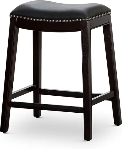 Miniatura 20 de DTY Indoor Living Durango - Taburete de cuero regenerado, taburete de mostrador de 24 pulgadas, acabado natural, asiento de cuero de silla Acabado