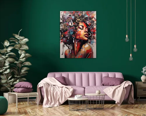 Miniatura 29 de Arte de pared afroamericano, decoración de rey y reina bailarín negro para sala de estar, arte de pareja de amor negro para dormitorio, lienzo