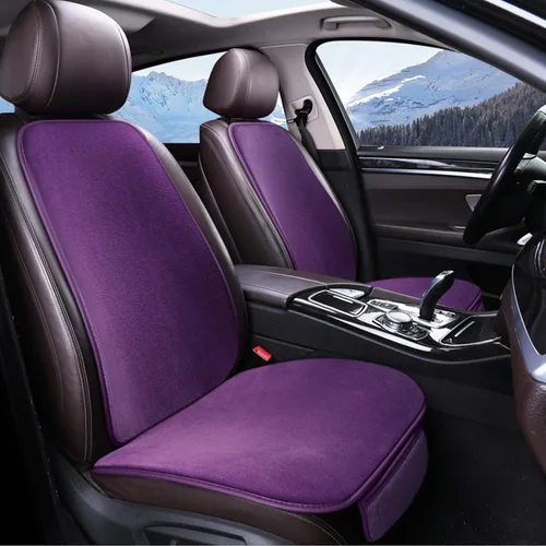 Miniatura 9 de Fundas de asiento de automóvil de invierno solo para asientos delanteros, cojín de asiento de automóvil de piel de oveja con soporte trasero