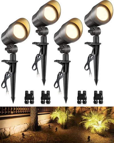 SUNVIE Iluminación de paisaje de bajo voltaje de 6 W, luces LED de paisajismo, iluminación blanca cálida de bajo voltaje, focos de paisaje