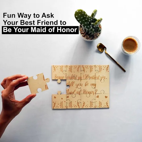 Miniatura 2 de Rompecabezas de propuesta de dama de honor de madera, idea de regalo original de caja de propuesta de dama de honor, recuerdo único de anuncio