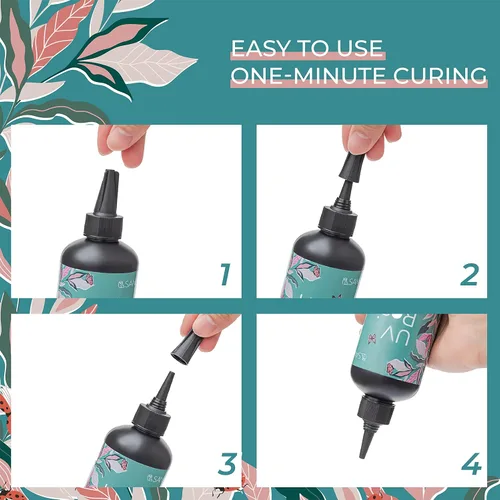 Miniatura 4 de Resina UV 200 g/7 oz de curado rápido de un minuto de tipo duro transparente para sello de arcilla polimérica, vaso, bolígrafo, aretes de bricolaje