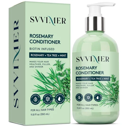 Svvimer Acondicionador engrosador de romero: Producto hidratante espesante con biotina para mujeres y hombres - para cabello dañado, seco y fino 350