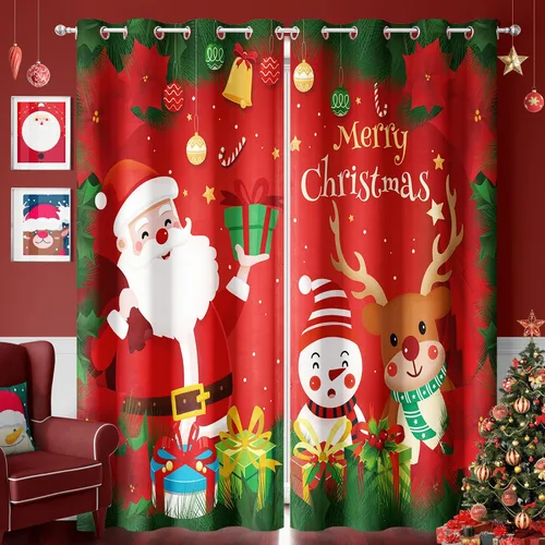 DIVA EN CAMINO DEC - Cortinas de Navidad, con ojales y bloqueo de luz solar, para ventana, 52 x 63 pulgadas, tratamiento decorativo para fiestas de