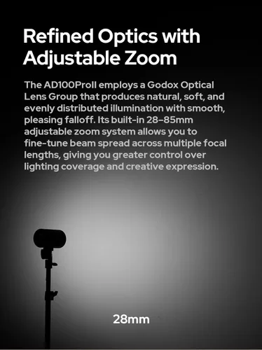 Miniatura 9 de Godox AD100 Pro II AD100Pro II AD100ProII Flash Strobe, 2.4GHz X System+433Mhz Module/2850mAh Batería/2W LED/10 niveles de brillo/490 Pops