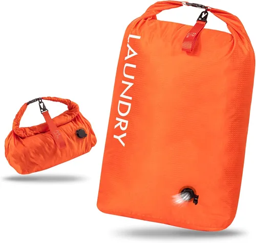 Miniatura 12 de Bolsa de lavandería de viaje, bolsa de viaje de compresión al vacío, bolsa de viaje, impermeable, húmedo/seco, ahorro de espacio, bolsa de Azul
