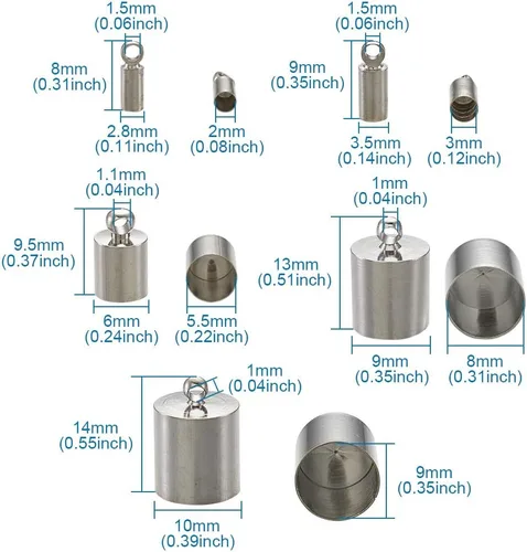 Miniatura 4 de Pandahall - 170 piezas de terminadores de latón con extremo de tubo de latón platino y dorado para fabricación de pulseras de borlas y joyas
