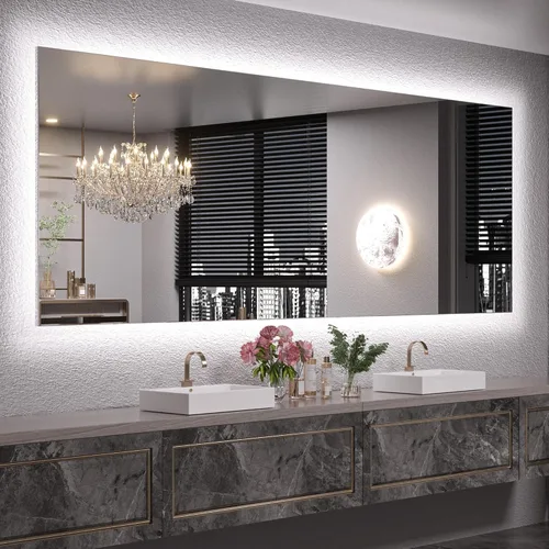 Miniatura 29 de Keonjinn Espejo de baño LED de 24 x 32 pulgadas con retroiluminación, antiniebla, CRI90+ HD regulable sin escalones, alto lumen, montaje en pared
