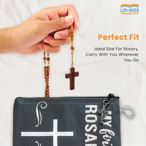 Miniatura 37 de Bolsa de rosario católico, estuche de rosario de bautismo para niños con números 6:24-26, versículo de la Biblia, 4 x 6 pulgadas, joyería y monedero