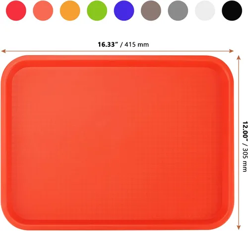 Miniatura 2 de LEXININ 9 bandejas de plástico de 16 x 12 pulgadas para servir comida rápida, juego de bandejas para servir restaurante, bandeja colorida