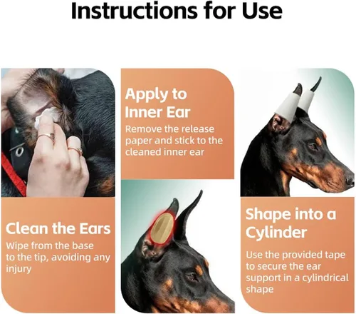 Miniatura 5 de MANON ROSA Kit de publicación de orejas de perro para Doberman Pinschers - Herramienta de soporte de oreja con cinta para corrección de orejas