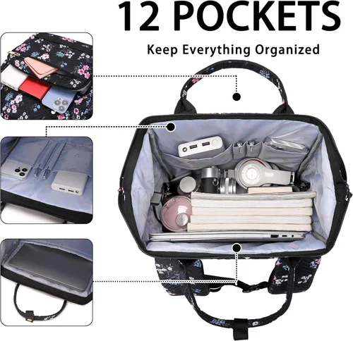 Miniatura 3 de Hidds - Mochila para laptop de mujer, mochila escolar universitaria, cartera para trabajo de negocios, bolsa de viaje, mochila para adolescentes
