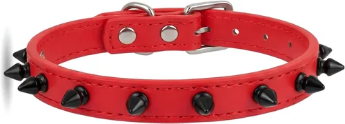 Miniatura 11 de Collar de perro con pinchos para perros pequeños, remache de hongos, piel sintética suave, collar con tachuelas para gato, collar ajustable