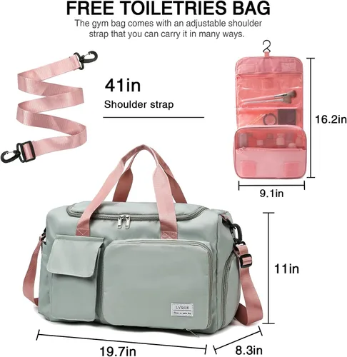 Miniatura 178 de Pequeña bolsa de gimnasio para mujer, bolsa de viaje con compartimento para zapatos