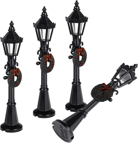Miniatura 9 de LIOOBO Lámpara de Navidad Post Village Accesorios: Mini modelos de luz de calle de Navidad, lámpara de hadas de pueblo, luz de calle de casa