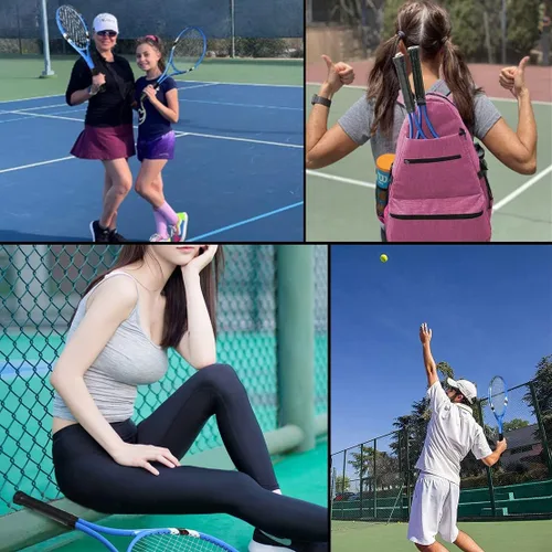 Miniatura 6 de Raquetas de tenis para 2 jugadores recreativas para principiantes, juego de raquetas adultas ligeras preencordadas de 27 pulgadas para mujeres