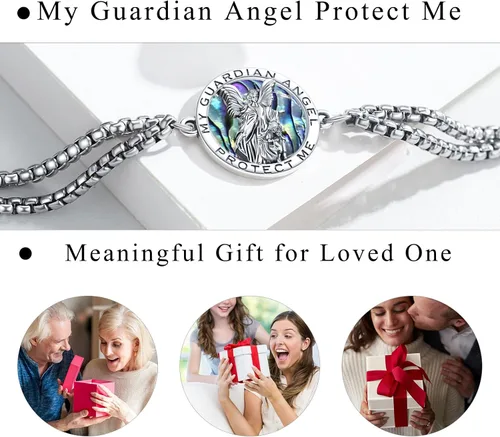 Miniatura 95 de Pulsera unisex de San Miguel/Cristóbal/Benedicto/Jude/José/Guadalupe/Ángel de la Guarda/Santa Muerte Pulsera de plata de ley 925 con cadena de doble
