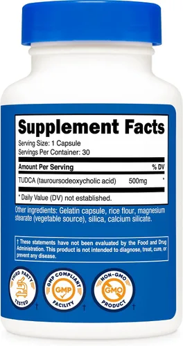 Miniatura 5 de Nutricost Tudca 500 mg, 30 cápsulas (ácido tauroursodesoxicólico) - Calidad premium, sin gluten